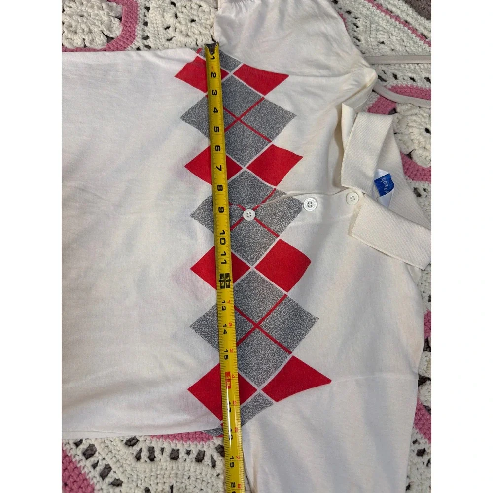 Adidas Vintage 80s Ivan Lendl Argyle Polo | White Red | Trefoil Tennis Shirt